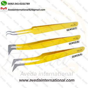 Pinzas de Extensión de Pestañas de Acero Inoxidable Chapadas en Oro con Logotipo Personalizado de Alta Calidad, Antimagnéticas, Punta Puntiaguda de Precisión, Alemanas GE # 04 - Product Image 3