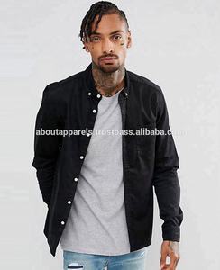 ใหม่สลิมฟิตที่กำหนดเองการออกแบบแขนยาวผ้ายีนส์สีดำผู้ชายแฟชั่นเสื้อ - Product Image 2