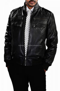 Genuine <b>Black</b> Leather Jacket 100 % Genuine Goat Leather <b>Men's</b> Jacket - Product Image 3