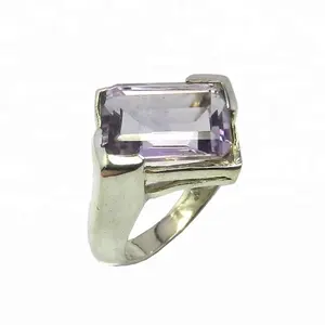 Belle Améthyste Naturelle Gemme Eternity Vermeil Bague Bagues de Fiançailles Fournisseur de Bijoux en Argent Sterling 925 - Product Image 1