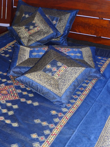 Colcha de seda azul de la India - Product Image 4