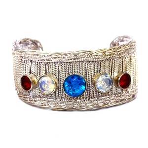 Topaze bleue argent Sterling 925, bijoux manchette en pierre de lune, à la mode, 1 pièce - Product Image 1