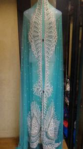 Vestido Takchita Kaftan Marroquí Hecho a Mano en India sobre Tul con Pedrería Bordada - Product Image 4