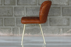 Chaise de salon en cuir de luxe avec pieds en laiton Mobilier de maison Chaise de loisirs - Product Image 3