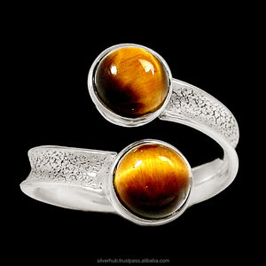 Offres Spéciales Oeil de Tigre Pierre Naturelle 925 Argent Sterling Massif Rond Pierres Précieuses Fine Jewellery Ring Pour Hommes De Fournisseur Indien - Product Image 1