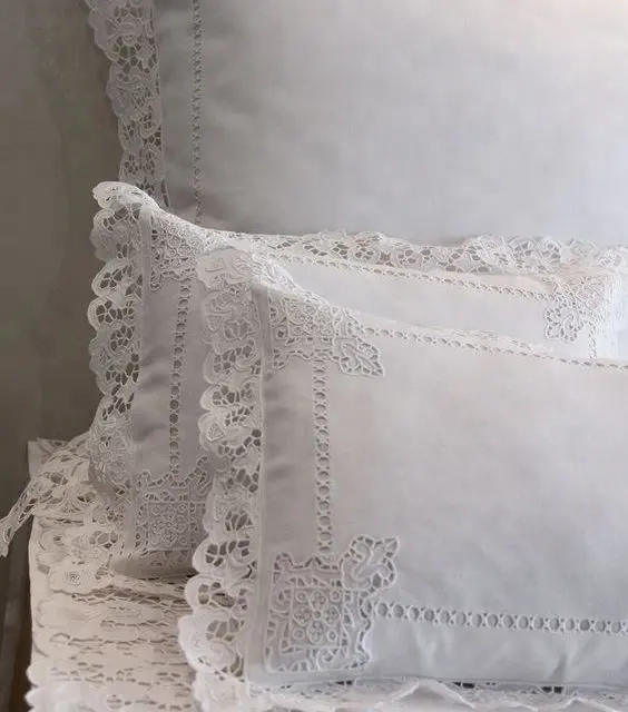 Sábanas de cama de hotel de encaje blanco liso de algodón de talla única de fábrica