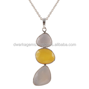 สร้อยคอจี้พลอยคาลซิโดนีเงินสเตอร์ลิง925 - Product Image 2