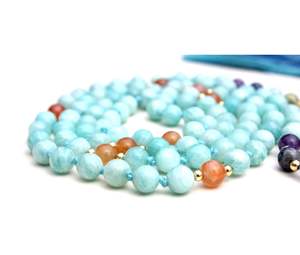 Collier de perles de Mala tibétain de 7 chakras de cornaline d'amazonite fait à la main colliers de perles d'artiste indien - Product Image 2