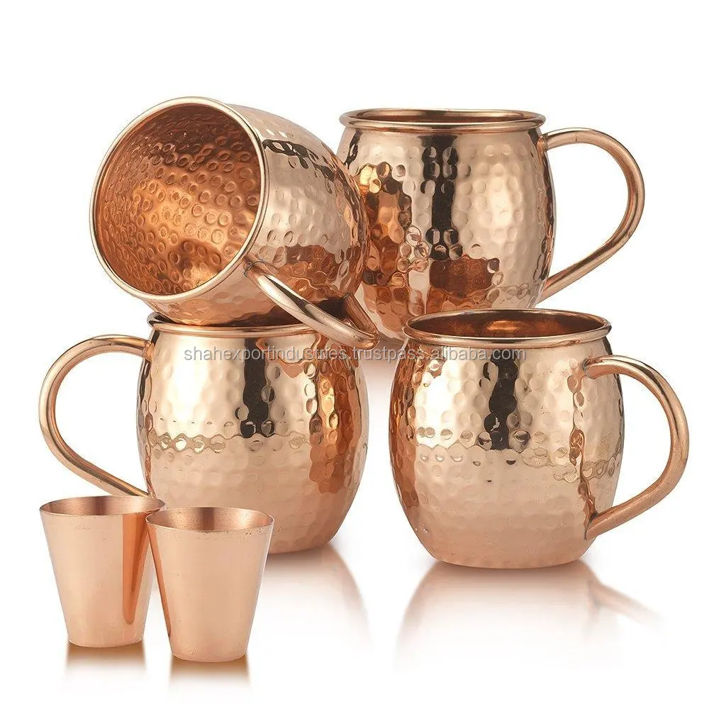 Craftsman Copper Moscow Mule Mug 1 명의 사용자를 위한 인도 맥주 찻잔 자연적인 색깔 선물 상자 패킹에 의해 망치질하고 손으로 만드는 현대