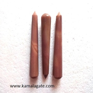 Vente en gros de pierre de jaspe brun naturel fabriqué à facettes pierre semi-précieuse artisanat baguette de massage masseur en cristal - Product Image 1