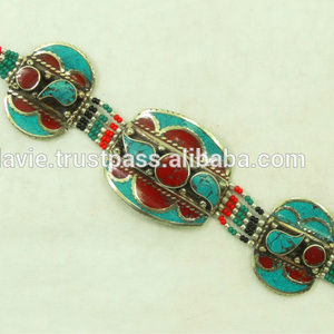 Joyería tibetana de moda para boda, proveedor de pulseras de plata tibetana de Coral turquesa, joyería tibetana al por mayor - Product Image 1