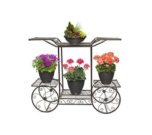 Black Powder Coated Metal Flower Planter Stand - Product Image 1