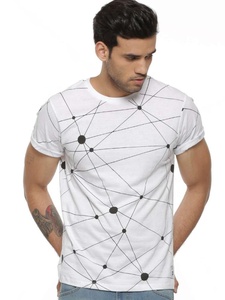 Camiseta de manga corta con cuello redondo y estampado completo personalizado, camiseta estampada completa, mezcla de algodón y poliéster, sublimación para hombres y mujeres - Product Image 4