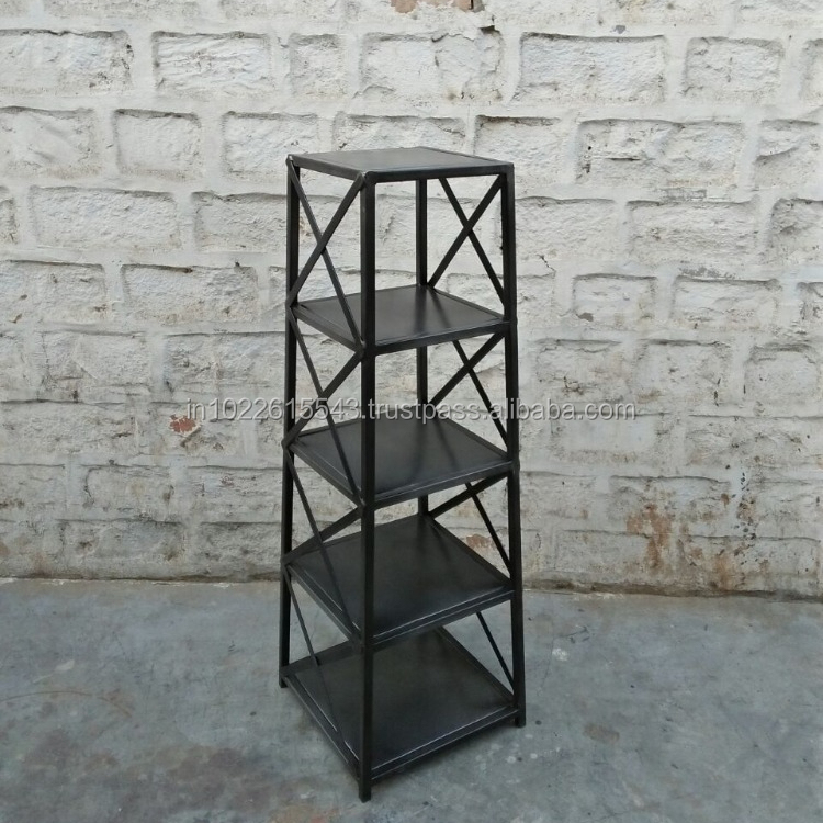 Industrial Iron 4 stor Bookshelf, Vintage Iron Storage shelf