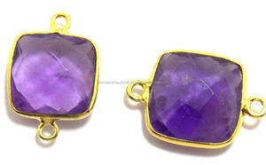 Handmade 12mm Amethyst Gemstone Bezel Pendant Gold-Plated Connector for <b>Jewelry</b> Making Fashion Style <b>Jewelry</b> <b>Findings</b> - Product Image 3