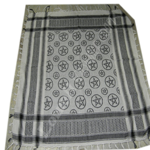 Moon Star Design 38 X 38 Inches Arab Desert Keffiyeh Square Cotton <b>Scarf</b> for Men Inspired Islamic Style Shemagh Ethnic Shawl - Product Image 1