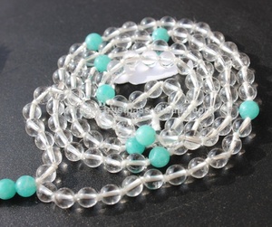 Haute qualité fabriqué à la main 108 perles Yoga Mala collier chapelet spirituel Amazonite Quartz diamant gland religieux fête accessoire - Product Image 6