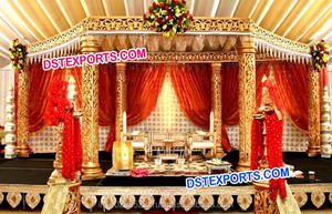 Dernier modèle de mandap de mariage artisanal en bois, mandap en bois avec pilier paon, ensemble de mandap en bois sculpté paon pour mariage, USA - Product Image 3