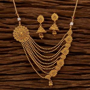 Collier antique indien plaqué or ensemble fabricants et exportateurs de bijoux dans le monde entier, bijoux en gros plaqué or-15653 - Product Image 2