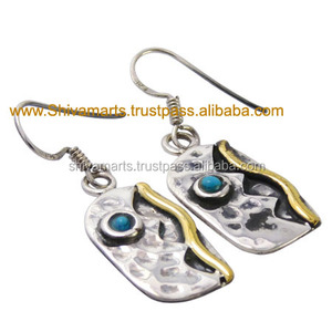 Haute qualité 925 argent Sterling Turquoise pierres précieuses boucles d'oreilles belle Vintage Style bijoux en argent fin pour les mariages - Product Image 2