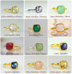 <b>Black</b> <b>Onyx</b> Sterling Silver Gold Vermeil Cushion Bezel <b>Ring</b> for Wedding Anniversary & Party - Product Image 2