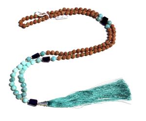Collier de perles Mala en amazonite 108 pompons soyeux noués à la main Yoga Mala avec pierre de perle en cristal de guérison naturelle pour cadeau de fête - Product Image 2