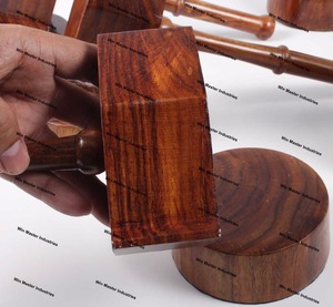 Hand Made Walnut Wood <b>Gavel</b> with Sounding Block - Product Image 2