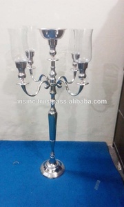 เชิงเทียนสีเงินสำหรับงานแต่งงาน,ปล่องไฟแก้วและชามลายดอกไม้สำหรับตกแต่งงานแต่งงาน - Product Image 2