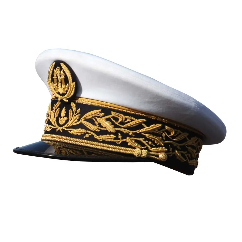 Franse Algemene Officer Custom Diensten Hoed Aangepaste Koopman Marine Vizier Hoed Met Borduurwerk Band