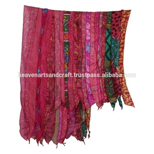 Vintage <b>Silk</b> <b>Scarf</b> Reversible Multi Color Patchwork Sari <b>Scarves</b> Indian Sari Patches Reversible <b>Scarf</b> Colorful Striped - Product Image 3