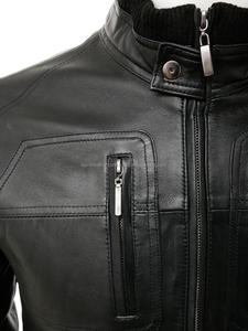 Blouson aviateur en cuir de vache véritable pour hommes, en fourrure de mouton noire respirante, accessoire de saison d'hiver - Product Image 2