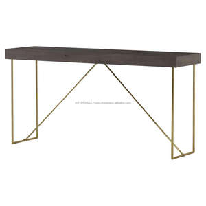 Plateau en bois Table console avec base en métal Table console blanche lavée Table console en bois - Product Image 2