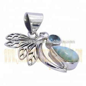Nouveauté Fashion Design 925 Sterling Silver Larimar Multi Gemstone Pendentif Silver Jewelry Supplier - Product Image 2