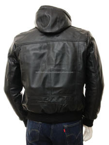 Chaqueta de bombardero de piel de vaca de invierno de alta calidad con capucha de piel de oveja transpirable Opción de talla grande - Product Image 2