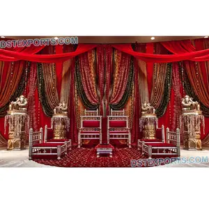 Ấn Độ Wedding Sankheda Mandap Nội Thất Truyền Thống Ấn Độ Phong Cách Cưới Ghế Cưới Mandap Ghế & Phụ Kiện Set