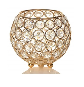 Bougeoir globe en cristal fabriqué à partir de cristal de haute qualité et de métal pour la décoration de la maison et du bureau - Product Image 1