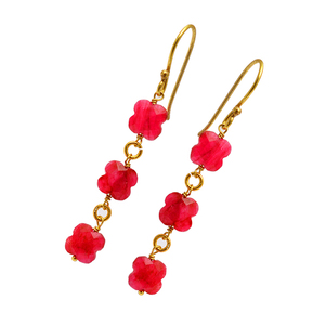 Hermoso pendiente de piedras preciosas de rubí Pendientes colgantes de alambre de oreja chapados en oro de Plata de Ley 925 Pendientes colgantes de moda para mujer. - Product Image 1