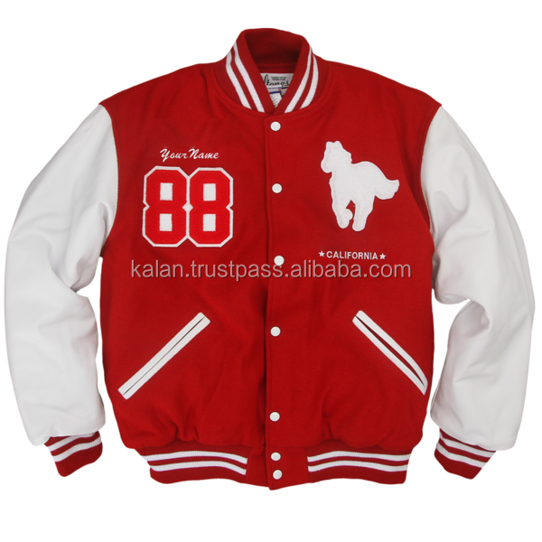 Source Custom leather wool varsity KVJ06 jacket with chenille