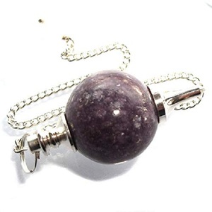 Péndulo de cristal Lepidolite bola redonda péndulo de piedras preciosas péndulos venta al por mayor - Product Image 2