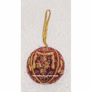 Zari Embroidery Beaded Hanging Ball Ornament - Product Image 1