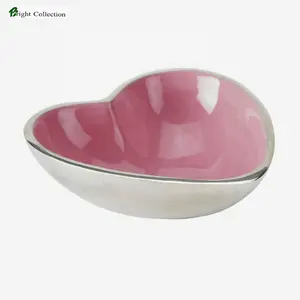 Bol de mélange en forme de cœur en céramique rose, 50 pièces, bol de mélange en aluminium émaillé, rose en forme de cœur