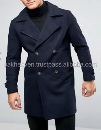 259*368 Wool Coat In Navy Overcoat Trench Coat winter long trench men parka jacket wool coat