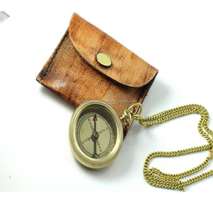 Collier boussole nautique antique pendentif en laiton vintage long lien belle boussole de travail mariages vient pochette en cuir cadeau - Product Image 3