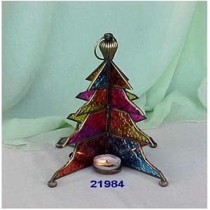 High Quality <b>Christmas</b> <b>Tree</b> Shaped Metal & Multi Color Glass Tealight <b>Candle</b> Holder for Home Decoration - Product Image 2