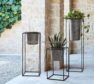 Galvanized Planter with Stand Set - Product Image 1