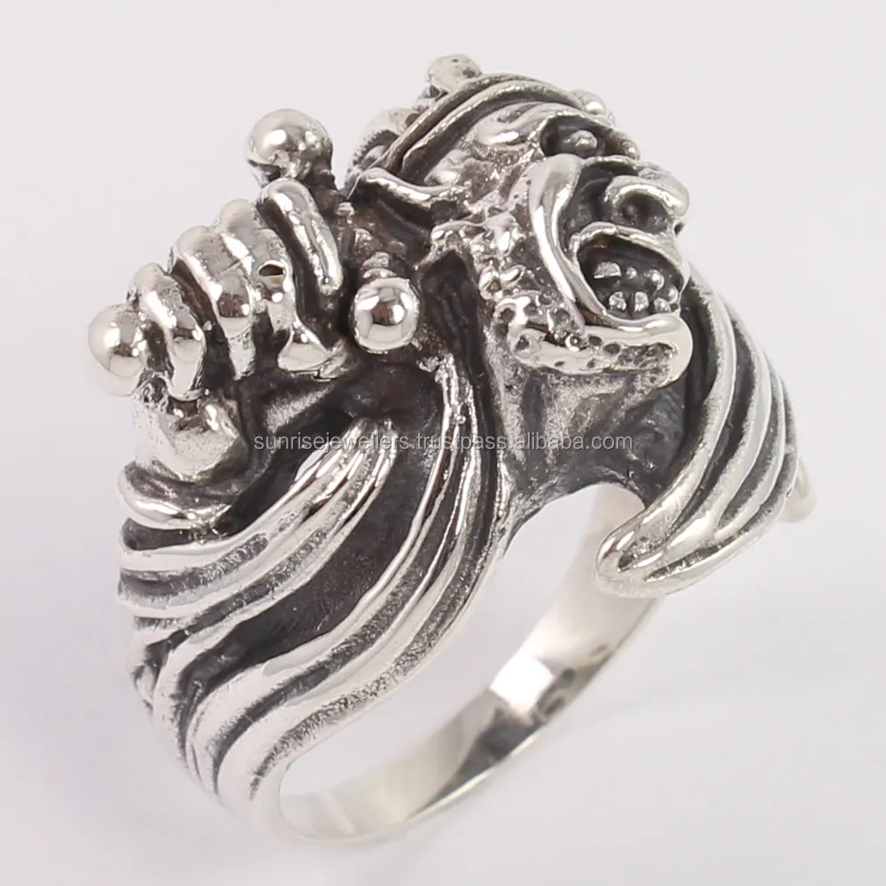 Bestseller Handmade Punk Vintage Schmuck Natural 925 Solid Sterling Silber Männer Biker Fingerring Geschenk für Männer