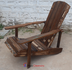 Chaise inclinée indienne en bois, accessoire de jardin, offre spéciale - Product Image 4
