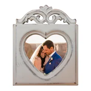 Wooden Hand Carved Heart Shape <b>Love</b> Picture <b>Frame</b> Simple and Unique for Wedding Gifts or Decorative Use From Indian Manufacturer - Product Image 1
