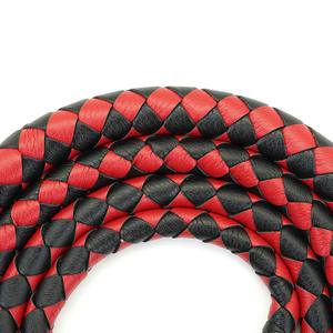 แส้หนังเทียมทำมือสีดำและสีแดง ขนาด 65 นิ้ว แส้ขี่ม้าแบบหนัก แส้ขี่วัว - Product Image 3