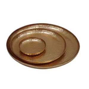 Último diseño brillante latón martillado bandeja conjunto placa del cargador - Product Image 1